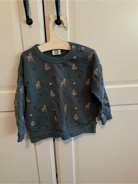 Blue Kids Long-Sleeve Deer Print Sweatshirt